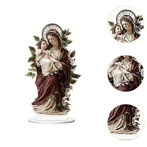 Ornement Marie tenant Jésus en acrylique incassable pour table de fête