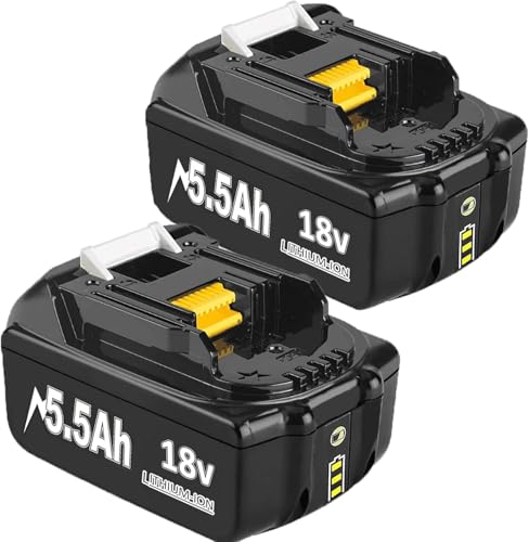 2X 18V 5,5Ah/5500mAh Ersatzakku für Makita, Powtree Akku für Makita 18V BL1850 BL1850B BL1860B BL1860 BL1840B uvm.