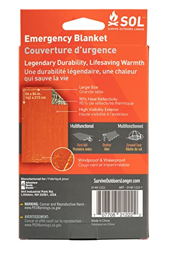 Survive-Outdoors-Longer-90-Heat-Reflective-Emergency-Blanket-Polyethylene-Rescue-Blanket-Disaster-Preparedness-or-Outdoor-Survival-Kit-Waterproof-Windproof-56-x-84-59-oz-Orange-4-Pack