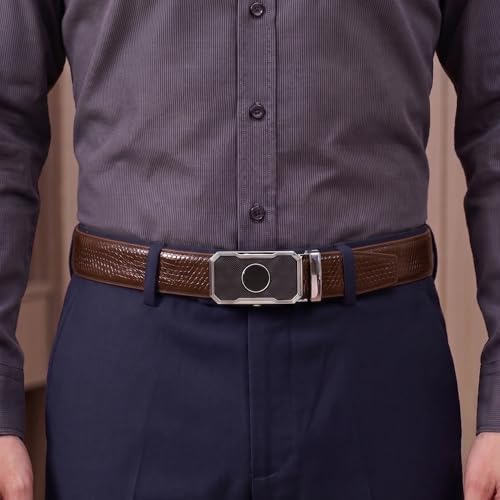Image of THE MEN THING Mens Genuine Leather Belt | 2 in 1 Reversible (Brown & Black) (1 Pc.) - REXVA - MONTREX