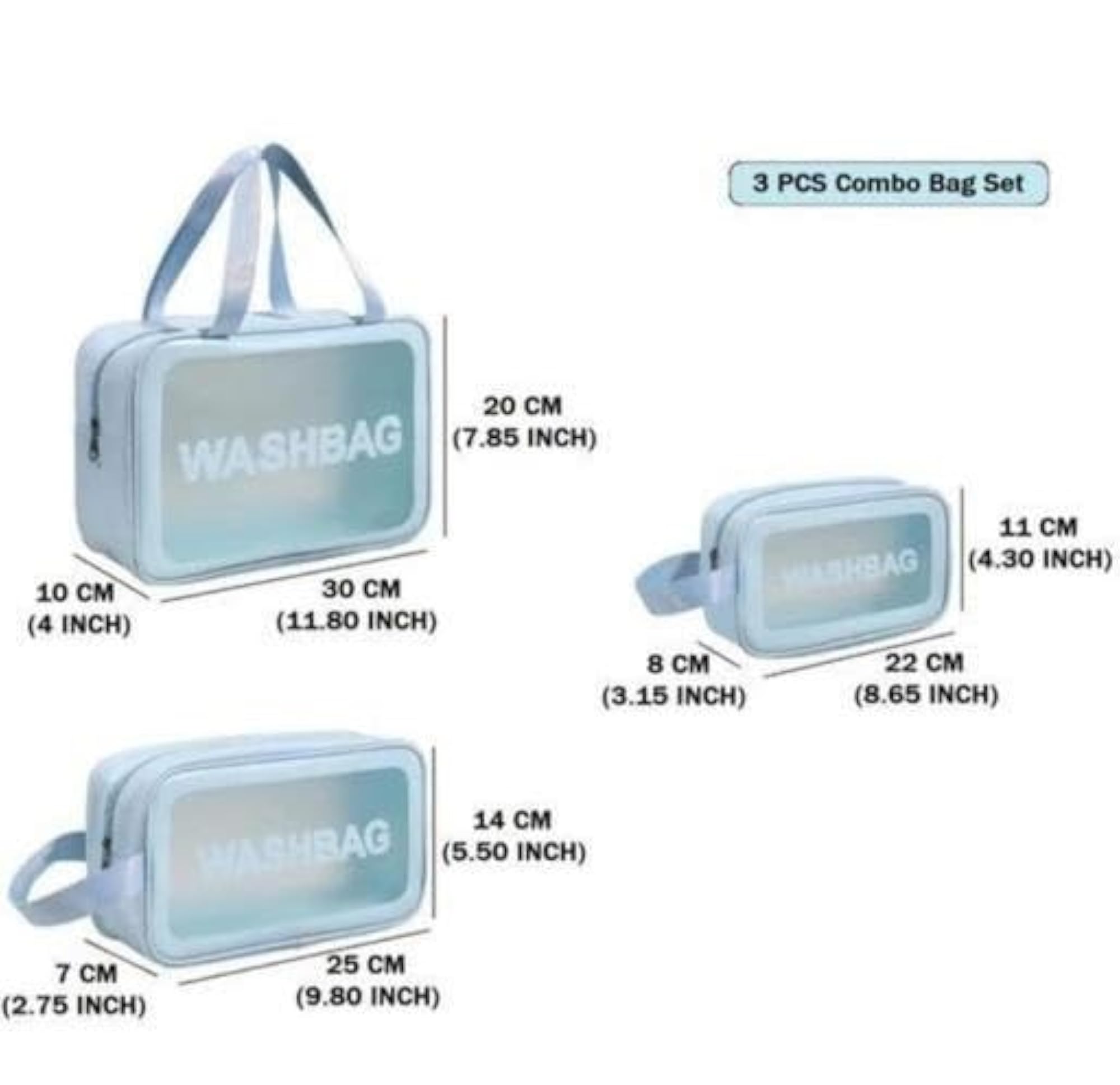Multipurpose Toiletry and Makeup Wash Bag Set in Different Sizes (3 Pcs)
