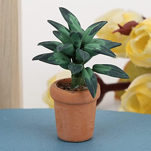 1/12 Scale Dollhouse Plants, Miniature Green Leaves Potted Decor for Dollhouse Living Room Bedroom, Resin Houseplant Accessories for Doll Lovers image 5