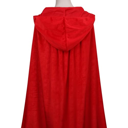 maxToonrain Velvet Hooded Cape for Kids Unisex Cloak with Hood for Halloween Christmas Boy&Girls Fancy Dress Costume (100cm, Red) - Image 4