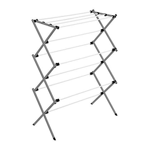 Honey-Can-Do Collapsible Clothes Drying Rack, Alloy Steel, White/Siver Cover