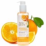 By Nature Vitamin C + Turmeric Gel Cleanser with Hyaluronic Acid – Brightening + Hydrating Face Wash & Makeup Remover for Oily and Acne-Prone Skin, Natural Daily Facial Wash (7oz)