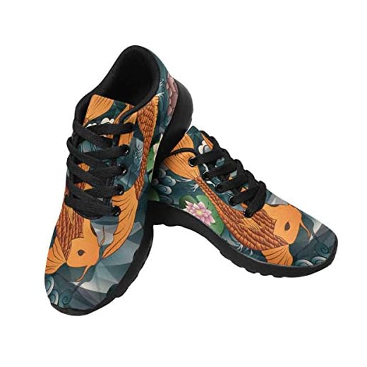 InterestPrint Women's Sports Road Running Shoes Carp Koi Fish Swimming in A Pond with Water Lilies US8