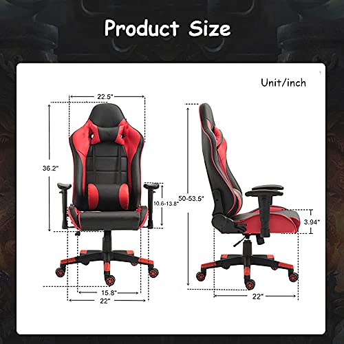 Esports - Sedia da gaming con schienale alto, ergonomica, per computer, con poggiapiedi, supporto lombare, poggiatesta e braccioli regolabili - Sedia gaming - Immagine 4