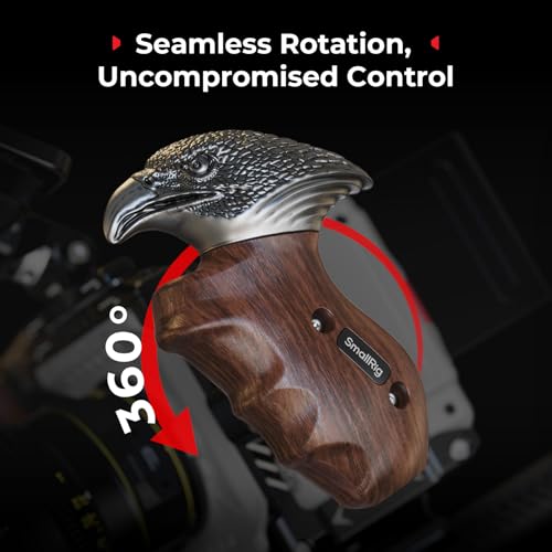 Image of SmallRig Rotating Left-Side Wooden Handle with NATO Clamp & NATO Rail, 360 Angle Adjustment, 15 kg /33 lb Load Capacity, Ergonomic Grip