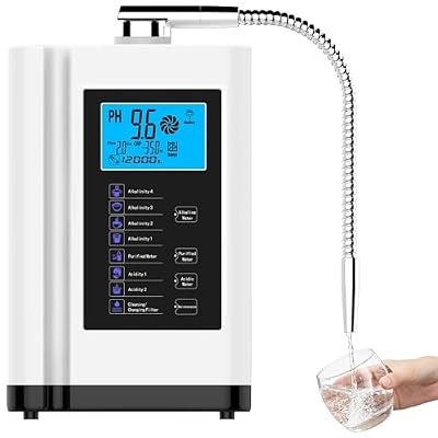 Alkaline Water Ionizer Machine, Water Machine PH 3.5-10.5 for Alkaline & Acidic Water, Up to +400~-500mV ORP, 8,000L Filter, Water Settings, Auto-Cleaning, Intelligent Voice(White)