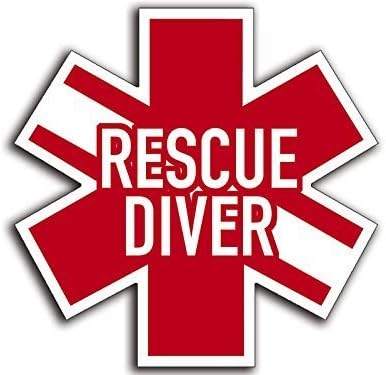 LPF USA Star of Life Shaped Rescue Diver Sticker (Scuba Dive Diving Decal)