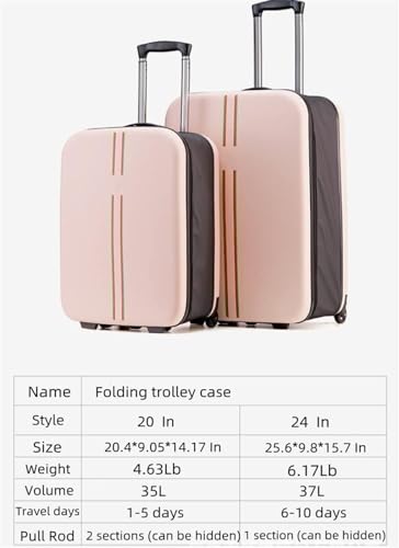 Suitcase Collapsible Carry On Luggage Robust and Durable Suitcases with Wheels Travel Suitcase Luggage(A,24inch)2
