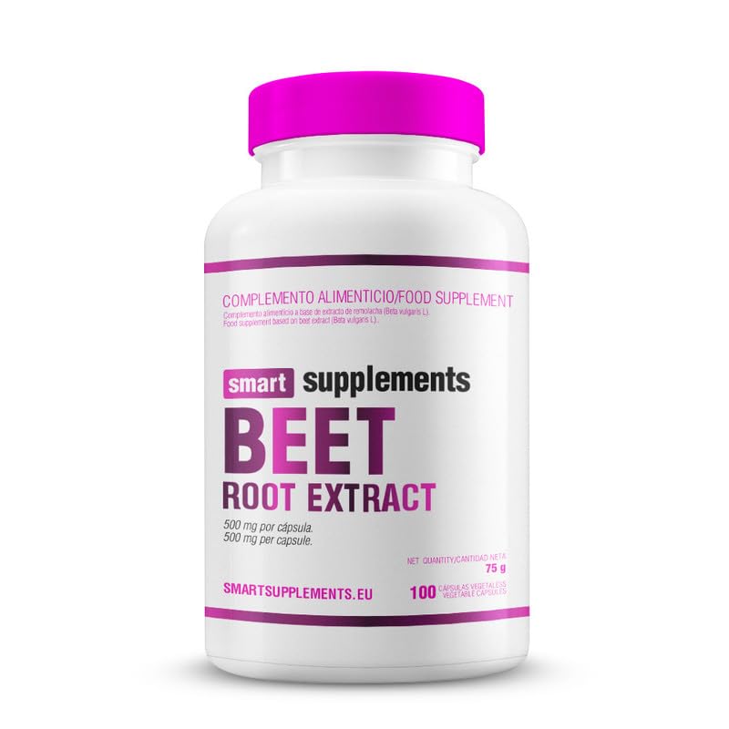 SMART SUPPLEMENTS - Beet Root - 100 Cápsulas Vegetales - Extracto Remolacha 500 mg - Mejora Circulación Sanguínea - Propiedades Antioxidantes - Mejora Rendimiento Físico - Remolacha Cápsulas