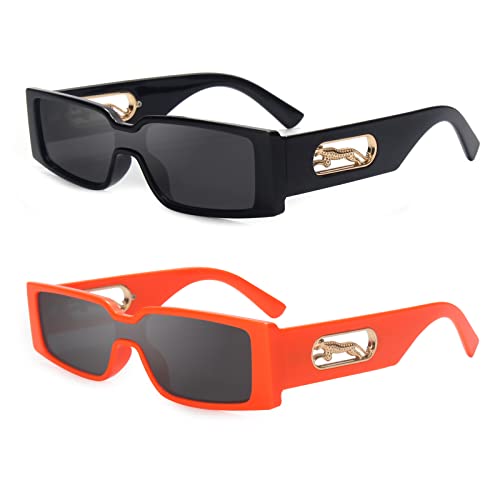 Rectangle Sunglasses for Women Men Shades Trendy Retro 90’s Vintage Narrow Square Frame UV400 Protection OS2121