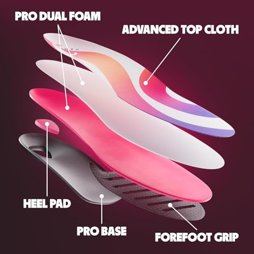 Move Game Day Pro - Ultimate Performance Sports Insoles for Basketball, Volleyball, football, Athletics, Baseball, Running, and Active Lifestyle - Composite Heel for extra Shock Absorption, Multicolor