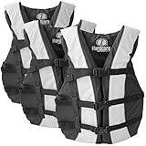 Hardcore Life Jacket 3 Pack Paddle Vest for Adults; Coast Guard Approved Type III PFD Life Vest Flotation Device; Jet ski, Wakeboard, Kayak; Ideal Extra Pontoon Boat Life Jacket White