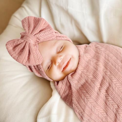 Image of BQUBO Newborn Receiving Blanket Hat Mittens Set for Baby, Unisex Baby Boys Girls Essentials, Newborn Registry Must Haves, Stroller Crib Shower Gifts