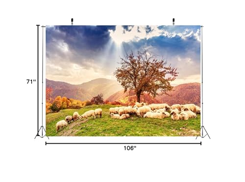 Fondo fotográfico BELECO 9x6 ft con paisaje y ovejas miniatura 7