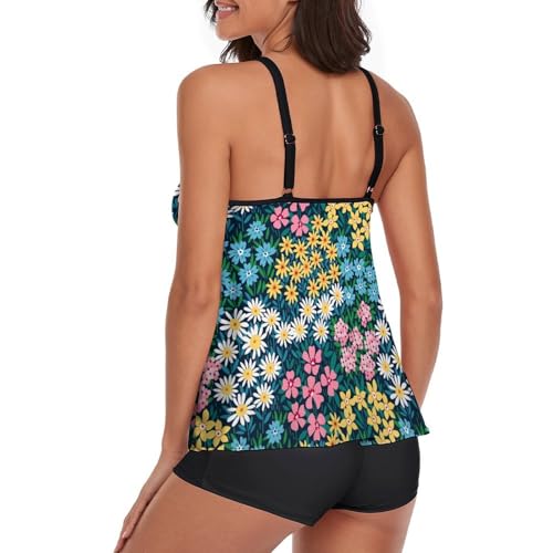 Robe de plage tankini fleurs de couleur résout le complexe du bikini classique - 3