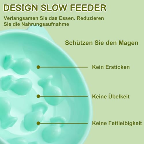 2Stück Anti Schling Napf Katze Erhöht, Antischlingnapf Mit Anti Rutsch Matte für Katzen und Kleine Hunde, Slow Feeder für Nassfutter