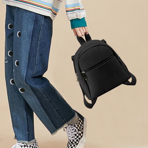 Image of Corduroy Small Backpack, Stylish Mini Backpack Purse Small Backpacks for Women, Cute Backpack for Travel, Shopping (beige)