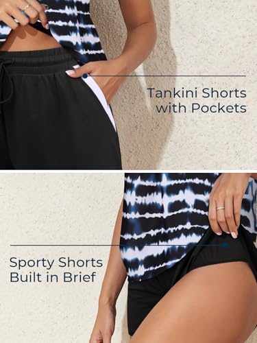 Image of Summer Mae Blouson Women's Tankini Swimsuits Tummy Control Modest 2026 Two Piece with Sporty Pockets Bathing Suits