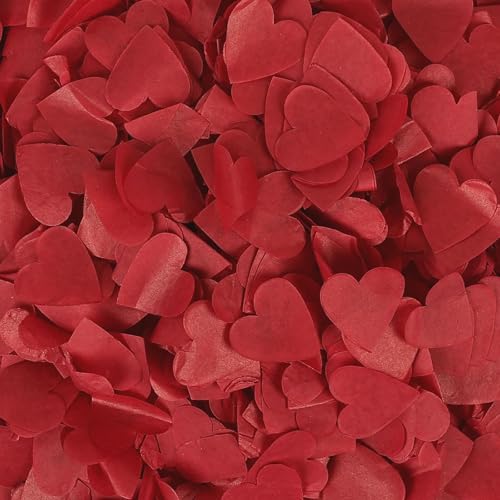 Kidsy Winsy Heart Shape Tissue Confetti Paper for Party, Valentine's Day, Wedding, Baby Shower, Balloon Decorations, Birthday Party, Gift Filler (50grm/5000Pcs, Red)