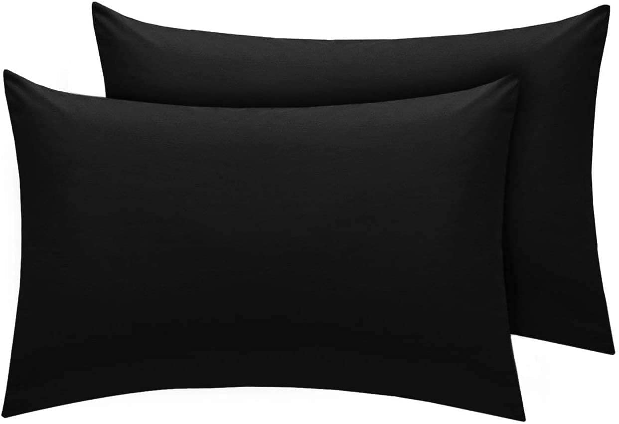 NIGHTZONE Pillowcase Pack of 2 Housewife Luxury Percale Pillowcase 50x75cm 100% Polycotton Plain Dyed Pillow Cases (50 x 75 cm, Black)