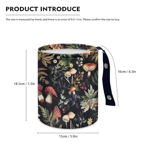 Image of Floral Mushroom Car Trash Bag Car Trash Can with Adjustable Buttons Collapsible Multipurpose Car Storage Bag Road Trip Essentials