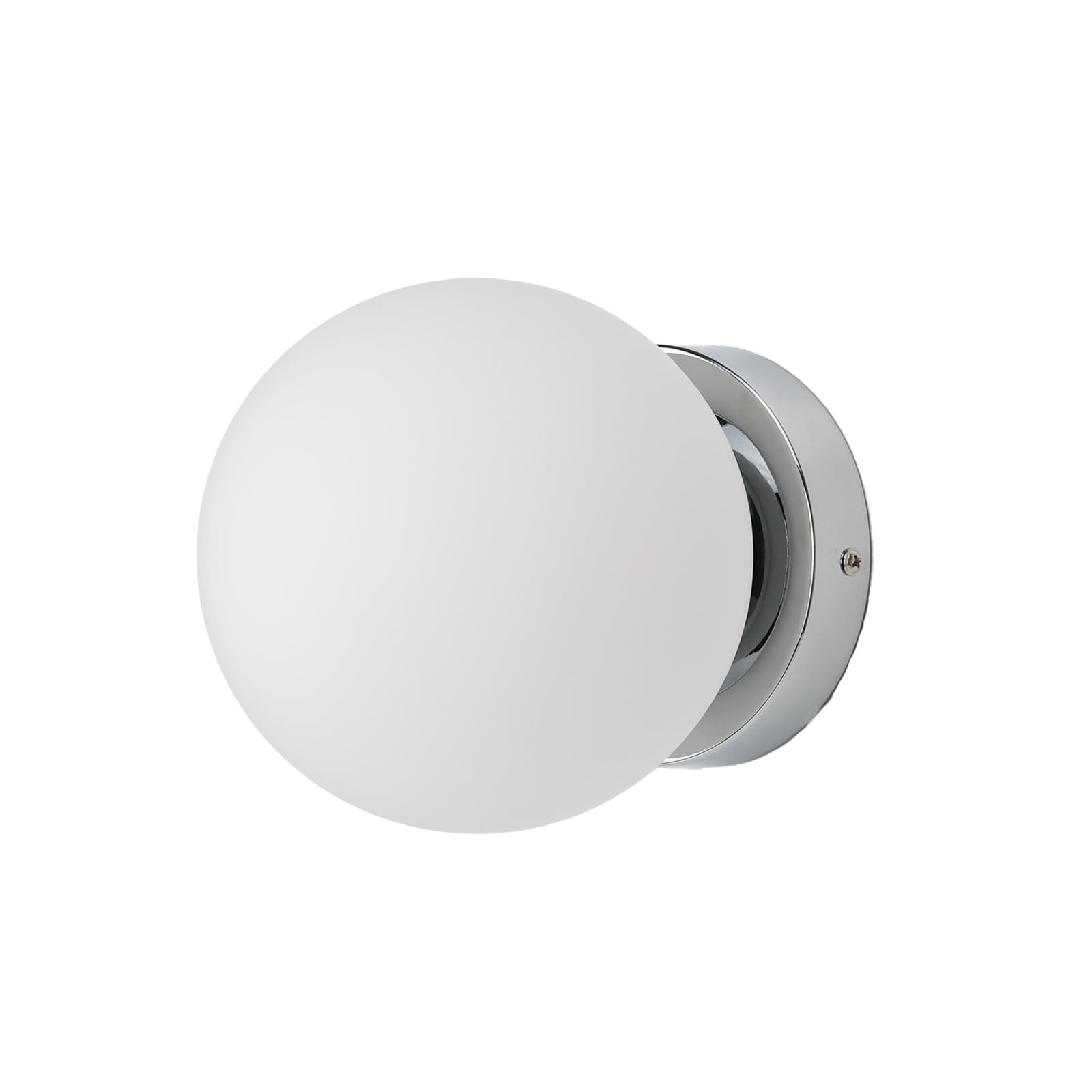 Alpinaluz Aplique de Pared y Lámpara de Techo Nórdico Minimalista, Pantalla en Forma de Bola de Cristal Opal Hecho a Mano, Protección IP44, Para Interiores y Exteriores Cubiertos, Acabado en Cromado