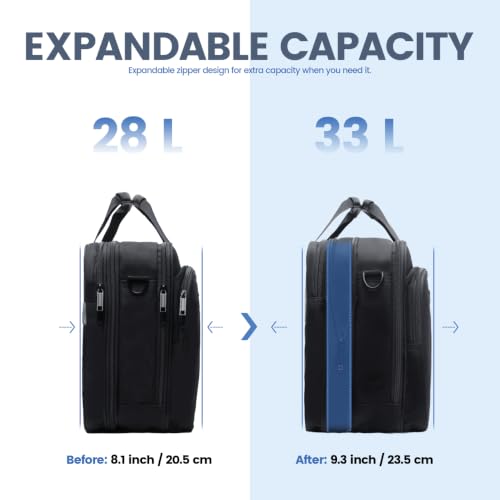 Image of EMPSIGN Laptop Bag Briefcase, 17.3 Inch Computer Bag Expandable Laptop Case for Men, Water Repellent Shoulder Messenger Bag for Work Business Travel Office-Black