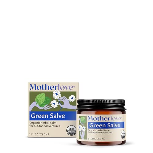 Image of Motherlove Green Salve (1 oz) Family-Friendly Outdoor Adventure Ointment to Soothe Skin - USDA Organic