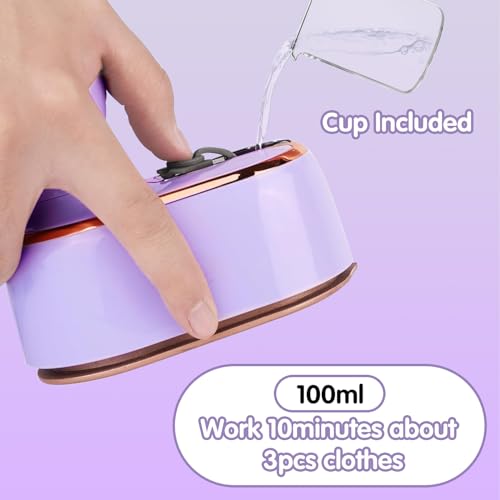 Image of Travel Steamer Iron for Clothes Mini - Portable Ironing Machine Travel Small Size Portable Steamer Travel College Dorm Home Essentials (Purple)