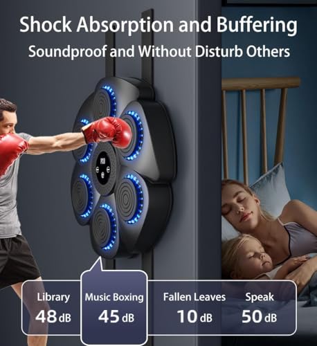 Image of Music Boxing Machine Bluetooth Wall-Mounted with Boxing Gloves, 9 Speed Modes and Counting Mode, Fun-Filled and Safe Exercise for Adults & Children (SS-03)