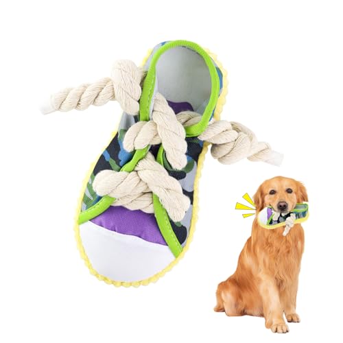 Juguete mordedor para perros con forma de zapato, sonido y campana