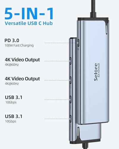 USB-C Splitter with 4K@60Hz Video USB-C Hub Dual Monitor with DP Alt Mode - image 2