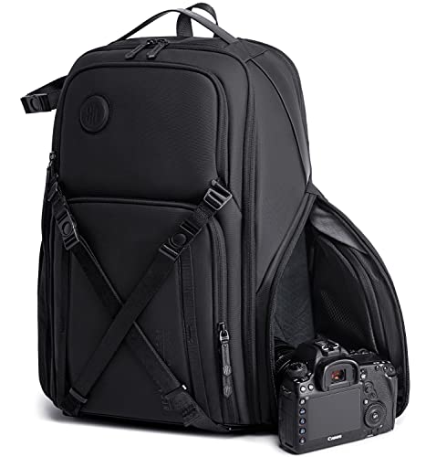 ah arctic hunter Camera Backpack Large Camera Bag with Laptop Compartment Tripod Holder Water-resistant Outdoor Photography Hiking Travel Professional DSLR Camera Bag Backpack with Side Quickly Access