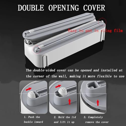 Distributeur de film étirable 3 en 1 avec cutter, support mural de cuisine pour emballage plastique, feuille d'étain, papier ciré