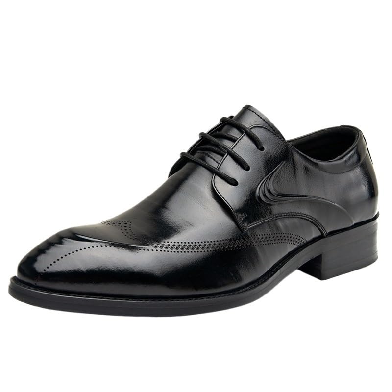 Men's Dress Shoes Leather Classic Formal Mens Oxfords Retro Oxford Classic Lace-up Formal Tuxedo Shoes Anti-Slip Low Top Non Slip Prom