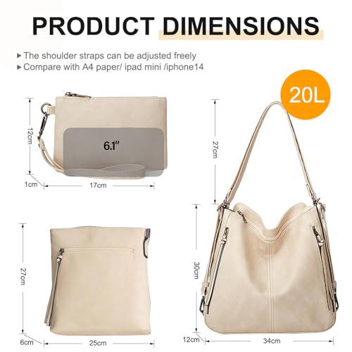 Image of PU Leather Purses 3PCS, Hobo Crossbody Bags Set for Women, 3 in 1 Convertible Backpack for Ladies Shoulder Bags satchel Bags