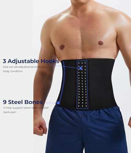 TAILONG Men Waist Trainer Belt Workout for Body Weight Loss Fitness Fat Burner Trimmer Band Back Support