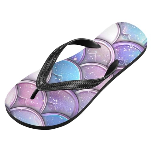 Purple Mermaid Scale Beach Summer Casual Flip Flop Sandals Non-Slip Quick Dry for Women Men 214B3171