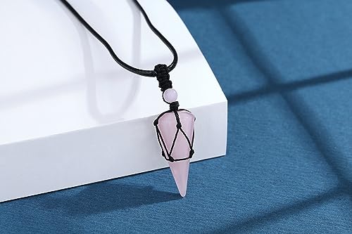 Image of XIANNVXI Healing Crystal Necklace for Men Jewelry Gift | Adjustable Black Rope Natural Gemstone Pendant