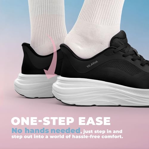 Image of Vilanva Women's Comfortable Walking Shoes Cushion Running Tennis Shoes Non-Slip Workout Gym Athletic Breathable Trendy Fashion Sneakers