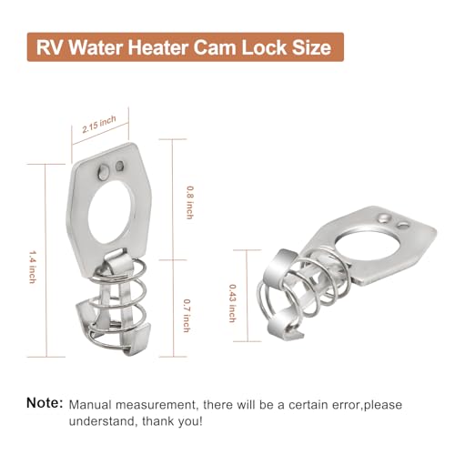 Image of RV Water Heater Cam Lock - 6 Pack - Silver - Modern Style - Bolt Mount - RV Water Heater Door Latch