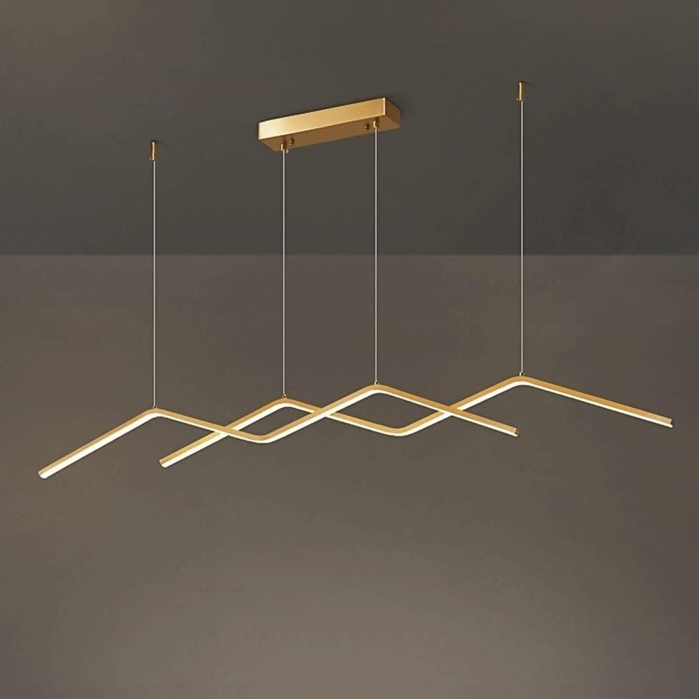 Nowoczesna, prosta lampa wisząca LED, liniowa, mosiężna, miedziana, długa lampa do zawieszenia, dekoracja domu, minimalistyczna lampa