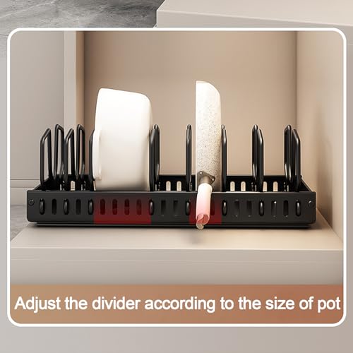 Enskatec Black Pots and Pans Organizer, Under Cabinet, Sliding Lid Holder, Pan Rack, Pull Out, 17 x 9 x 2.5 inches, Kitchen Cabinet Organization, Cookware Storage - Image 6