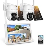 【完全無線】Jennov 防犯カメラ 屋外 ソーラー ワイヤレス 400万画素 パンチルト 360°回転 130°広角 4Kモニター付き PIR人体検知 カラー暗視 無線屋外防犯カメラ 2台セット IP66防水防塵 ソーラー給電式 長持ち 監視カメラ 動体検知 警報通知 防犯対策 スマホ連動 Alexa対応 遠隔監視 Eseecloudアプリ対応 防犯対策の補助金を申請可