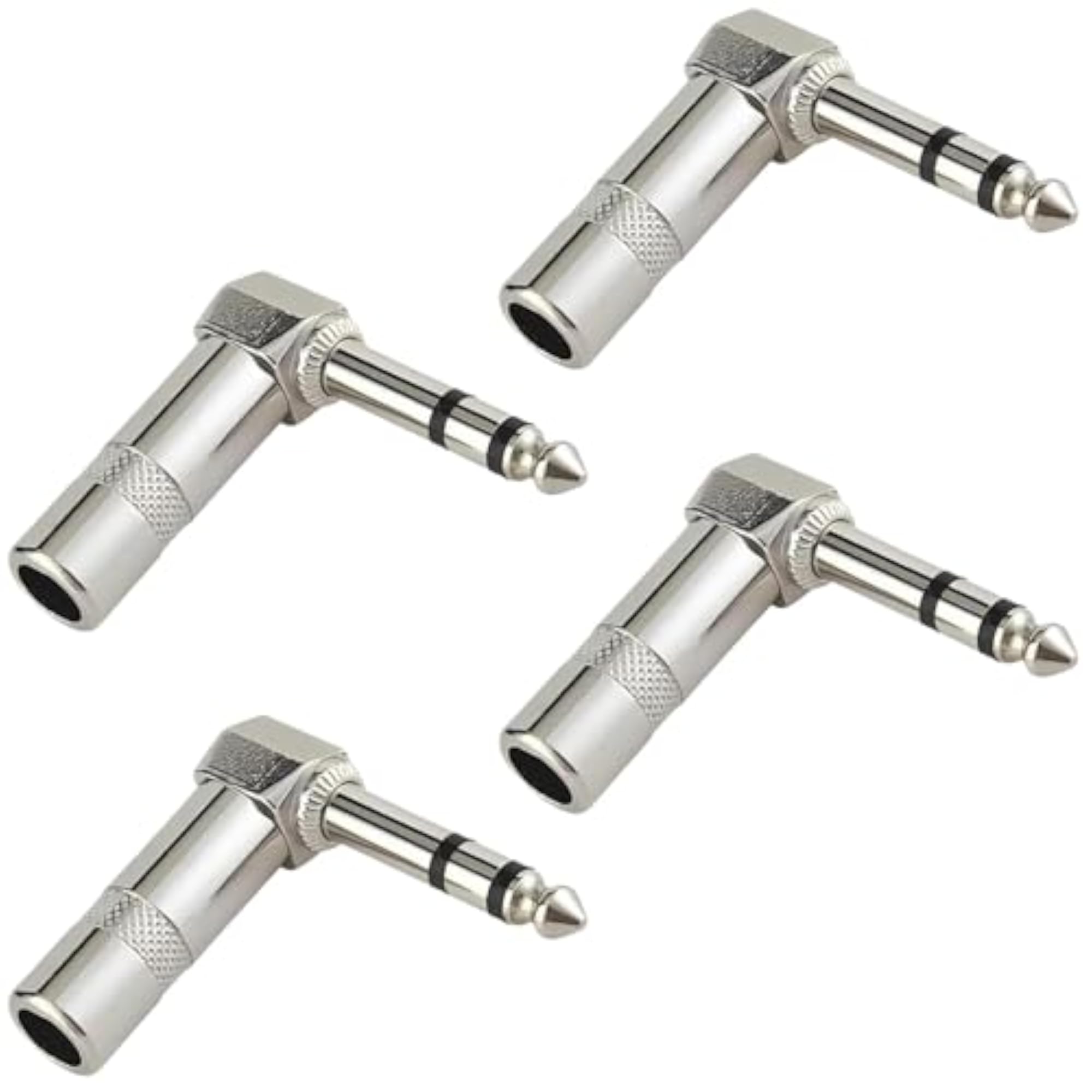 1/4 Inch TRS Right Angle Audio Plug, 90 Stereo Male Connector