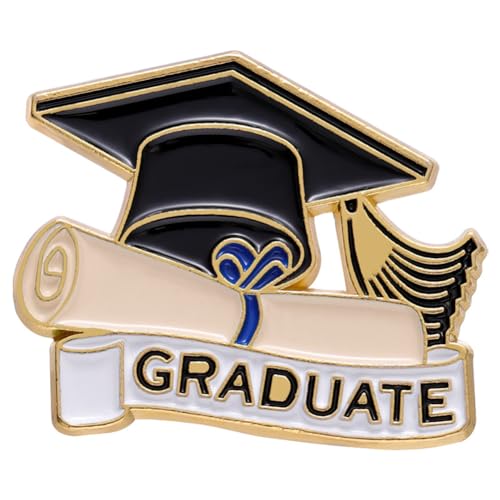 Image of Graduation Cap and Diploma School Graduate Enamel Lapel Pin Graduation Enamel Pin for Student Black Letter Enamel Brooch Pin Button Badge for Jackets Badges Accessories Women Men Gift