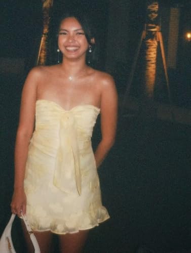 Strapless Short Homecoming Dresses for Teens 2025 Floral A Line Ruffle Mini Cocktail Party Gowns4